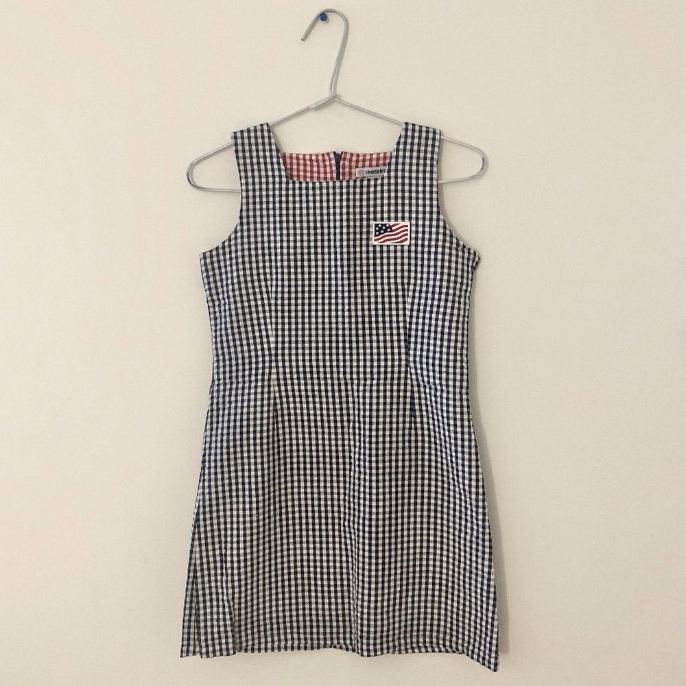 Girls Christie Brooks Gingham Summer Dress Plaid Black White Medium